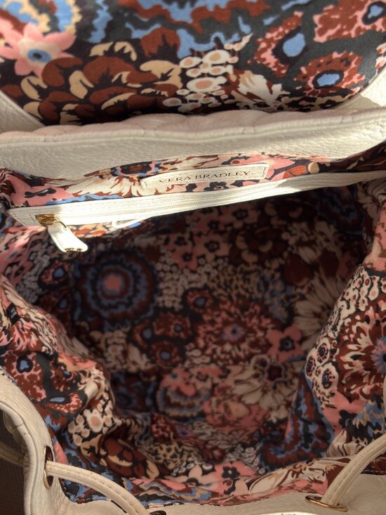 Vera Bradley Amy Quilted Genuine Leather Backpack White Gold Hardware $258 Ret main image 4